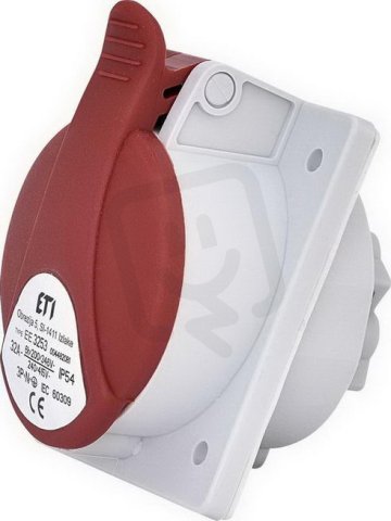 Průmyslová zásuvka vestavná zkosená 3F IP54 32A 400V 3p+N+PE ETI 004482081