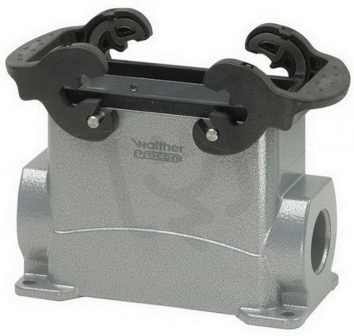 Walther P711116MS Sockelgehäuse B16 in Alu m.H:53mm,QVB,2xM25,Stutzen