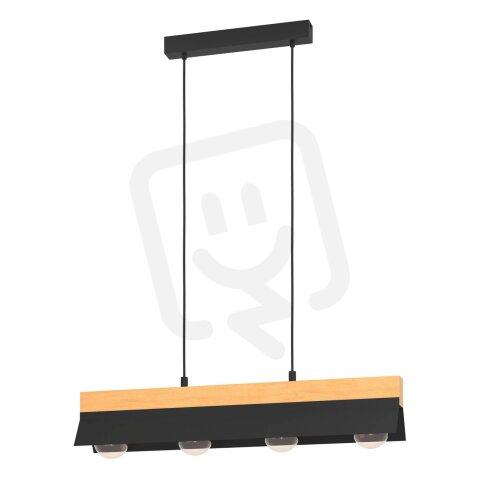 Závěsné svítidlo TARRAFO 4xE27 černá/dřevo 160W IP20 EGLO 900444
