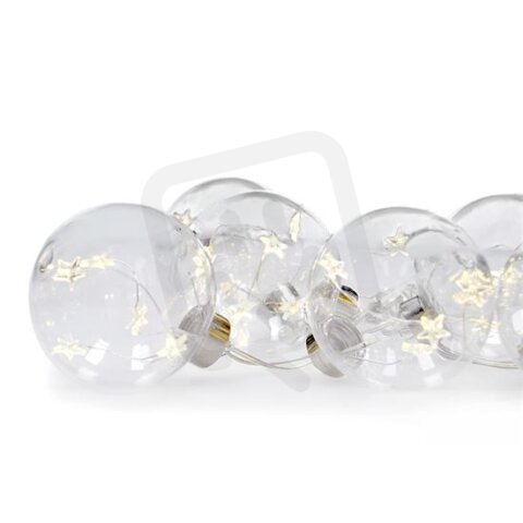 Sada LED vánočních koulí s hvězdami vel. 6cm 6ks 30LED,časovač tester 3xAA USB