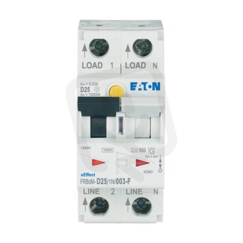 Digitální chránič s jističem 10kA FRBdM-D25/1N/003-F char D 1+N-pól 25A 0,03A