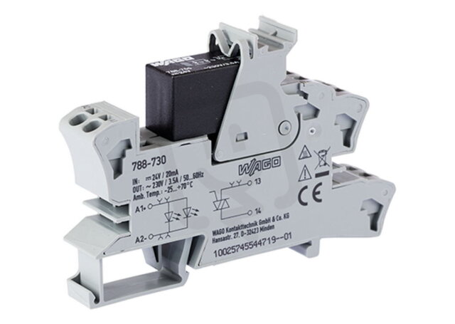 Polovodičové relé SSR, 24VDC, výstupní napětí AC 12-275 V, šedá WAGO 788-730