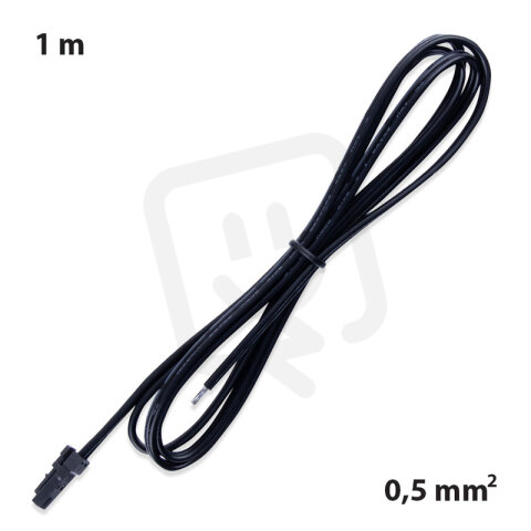 Připojovací kabel s MP konektorem (vidlice), 1m  0,5mm2, černý, volný konec 5mm