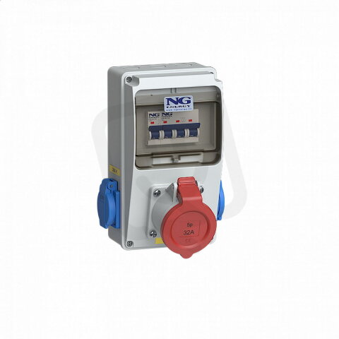 Zásuvková kombinace MIN 1x 32A/400V/5p, 2x 230V s ochr. kolíkem SJ 53 6962 MN.01