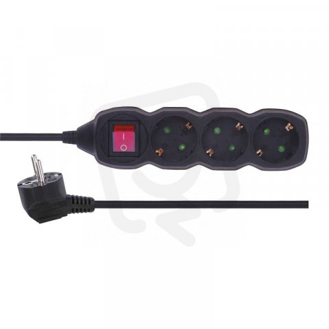 Prodlužovací kabel 1,5 m 3 zásuvky s vypínačem černý PVC 1mm2 EMOS PC1321