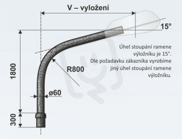 V 2/89 - 1500/90 výložník obloukový pro stožáry JB, LPH, J AMAKO 0121509089