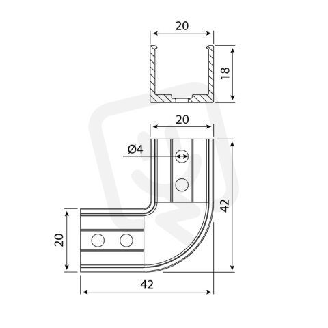 Rohová spojka 90° vnitřní MCLED ML-762.105.43.0