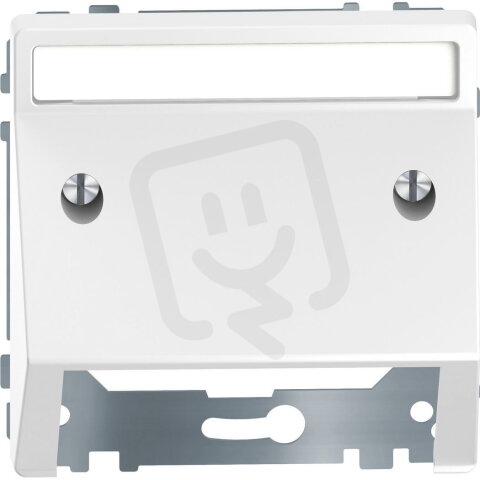 Šikmá zásuvka, Merten System D, s popisovým polem, lotus white, lesklý plast