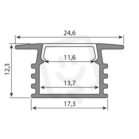 Vestavný hliníkový profil VL2 25x13mm vč. mléč. difuz. 2m MCLED ML-761.398.04.2