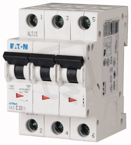 Eaton 278902 Jistič FAZ,char K,3pólový,In=1A,Icu=15kA(ČSN EN 60947-2)FAZ-K1/3