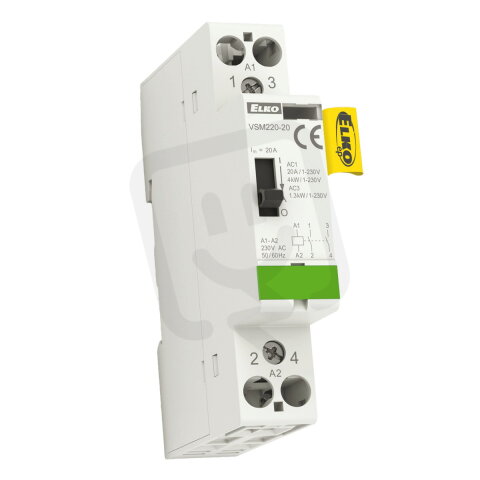 Instalační stykač VSM220-11 230V AC 2X20A s manuálním ovládáním Elko Ep