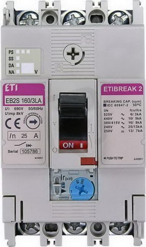 Kompaktní jistič EB2S 160/3LA 25A 3p ETI 004671879