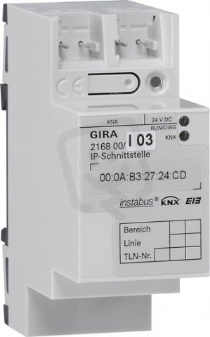 Rozhraní IP KNX p.na l. DIN GIRA 216800
