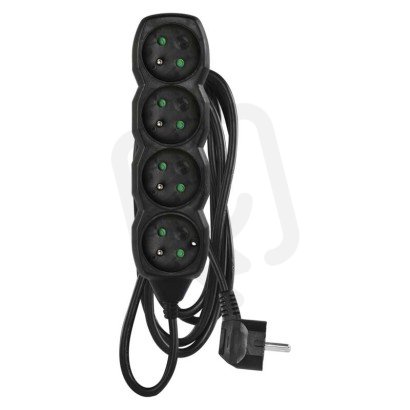 Prodlužovací kabel 3 m 4 zásuvky černý PVC 1,5mm2 EMOS PC0413R