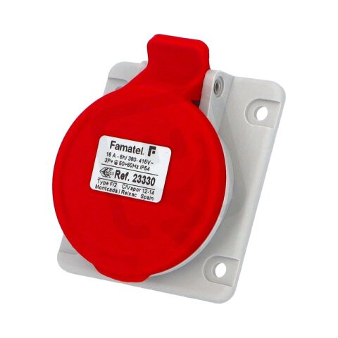 Vestavná zásuvka IP44/400V/16A/4P 6h, šikmá 10° - SpeedPRO FAMATEL 23330