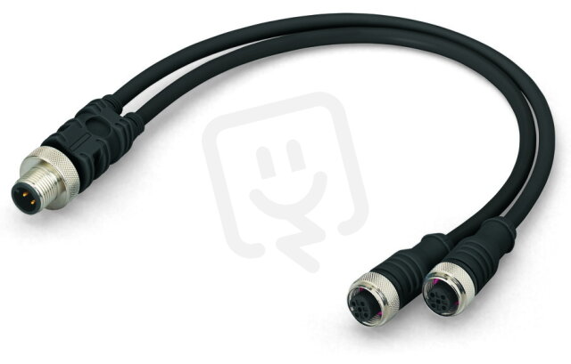 Kabel pro senzor/akční člen, 2x zásuvka M12,  přímá, Zástrčka M12A,  přímá 4pól.