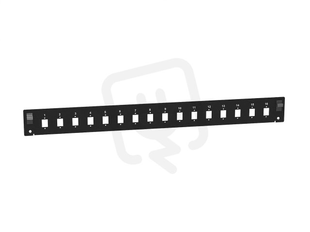 Čelo optické vany 1U pro 16 SC simplex BK s montážními otvory v2