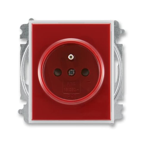 ABB ELEMENT,TIME Zásuvka chráněná s clonkami karmínová/led. bílá 5519E-A02357 10