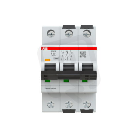 S303P-B20 3 fázový jistič 20 A char. B 25kA ABB 2CDS383001R0205