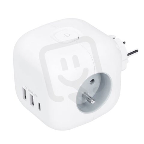 Rozbočka kostka, 3x 16A + USB A+C, bílá,