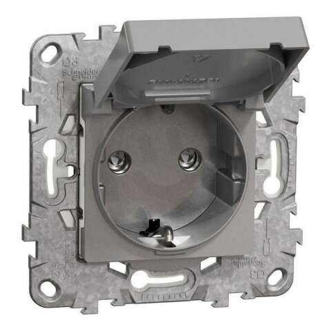Zásuvka SCHUKO NOVÁ UNICA 2P+E 250V/16A, IP44,Aluminium SCHNEIDER NU508230