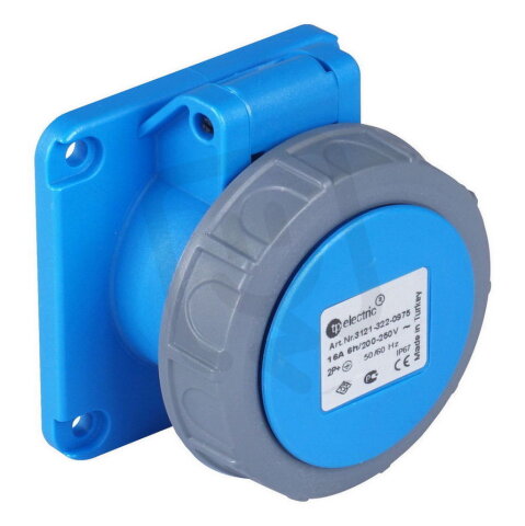 Vestavná zásuvka 3x16A/IP67, rovná, 75x75, QuickCon. TP ELECTRIC 316-6-ZV75-Q-G
