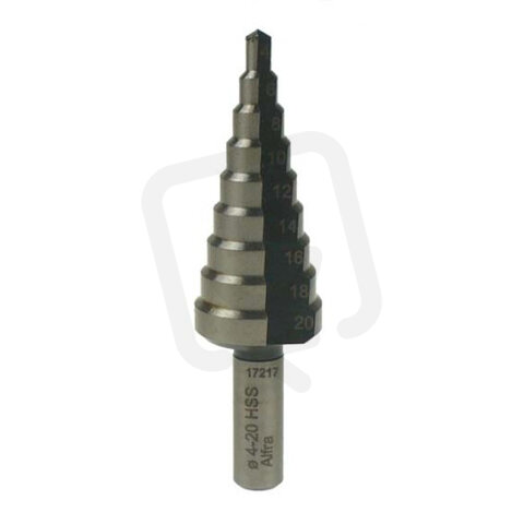 08071 ALFRA vrták stupňovitý pro plech max. 4mm, pro otvory 4-20mm VS  4-20