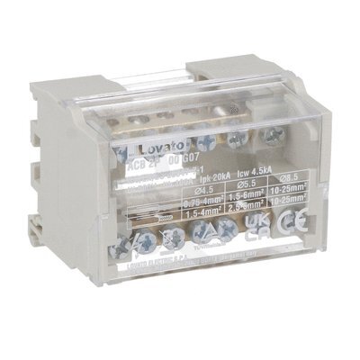Distribuční blok 2P 100A 7 svorek