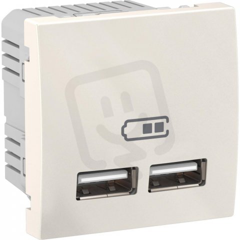 Unica Dvojitý nabíjecí USB konektor 2.1A, Marfil SCHNEIDER MGU3.418.25