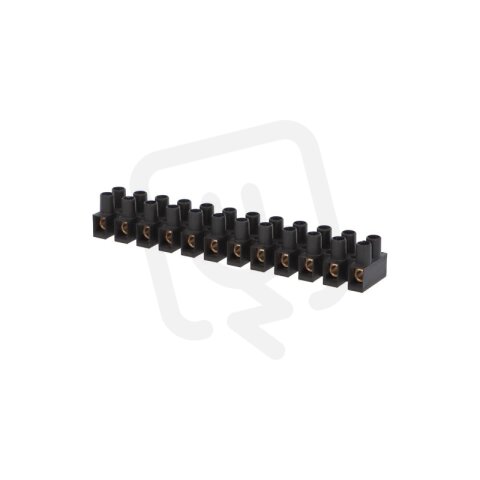 Svorkovnice přístrojová E-KL 1 12x6mm2 T85 PP černá mosazná hranatá 41A/400V