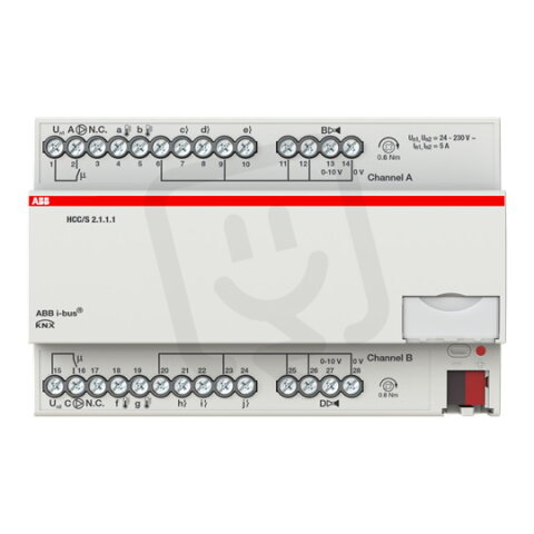 ABB KNX Řadový regulátor otopné/chladicí soustavy 2násobný 0-10V HCC/S 2.1.1.1