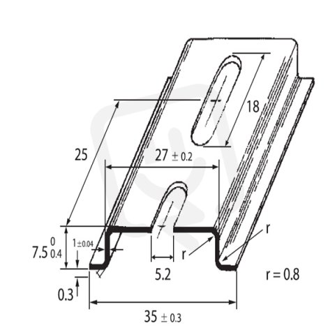 DIN-lista 35x7,5 - perforovaná, šířka 5,2mm 1m SCHMACHTL TS 35/F5A 1M