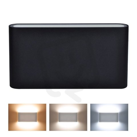 LED venkovní nástěnné osvětlení Modena, 12W, 680lm, 120°, černá SOLIGHT WO800-B