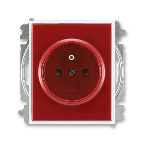 ABB ELEMENT,TIME Zásuvka chráněná s clonkami karmínová/bílá 5519E-A02357 13