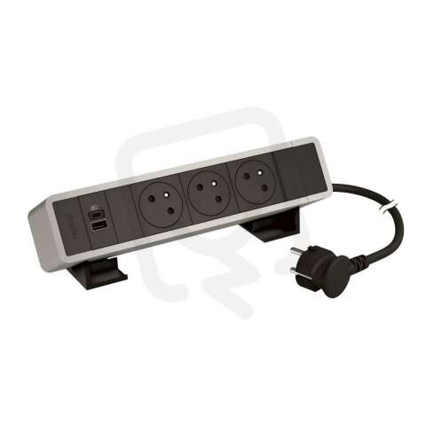 ONDESK 3X2PT USB AC 15W ČERNÁ/HLINÍK