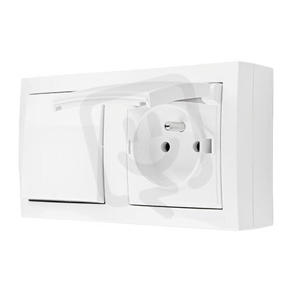 Spínač jednopólový, řazení 1 + zásuvka s