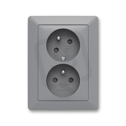 ABB ZONI Zásuvka dvojnásobná s ochr. kolíky šedá/bílá 5513T-C02157 141