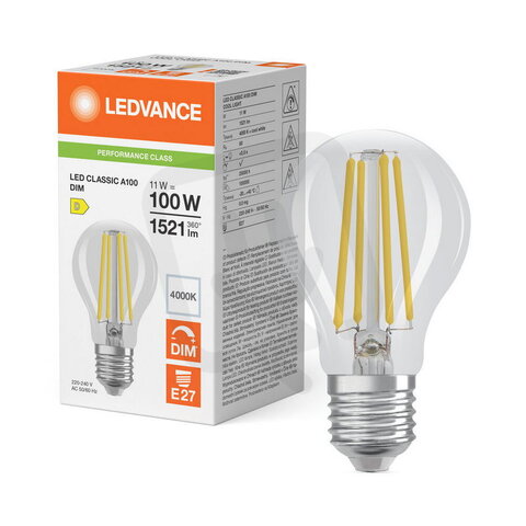 Světelný zdroj LED CLASSIC A DIM P 11W 840 Clear E27 LEDVANCE 4099854777196