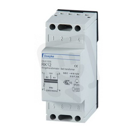 Zvonkový transformátor RK12 12V RK 12, 2 A/2 A/1,5A, 4 V/8 V/12V DOEPKE 09980033