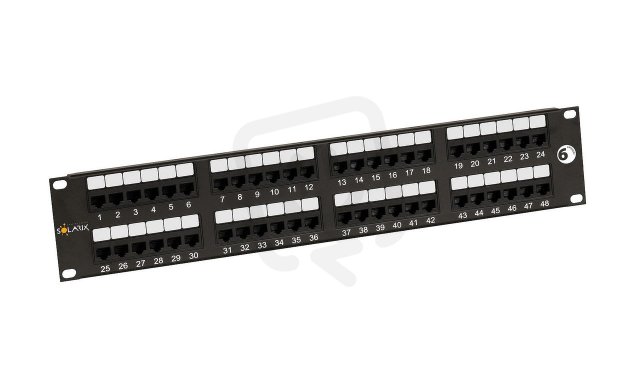 19" Patch panel 48 x RJ45 CAT6 UTP 350 MHz černý 2U SOLARIX 24200048