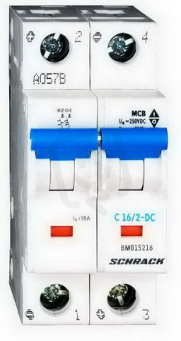 Instalační jistič DC 10 kA, C 16A, 2P SCHRACK BM015216--