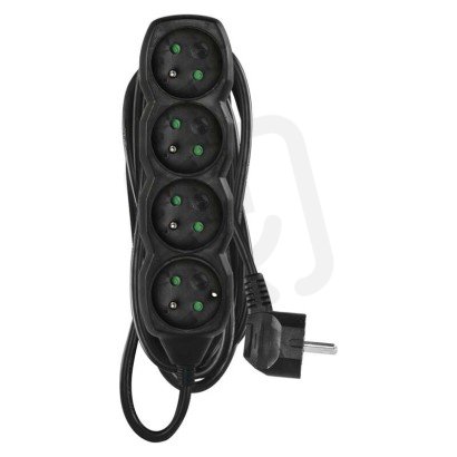 Prodlužovací kabel 5 m 4 zásuvky černý PVC 1,5mm2 EMOS PC0415R