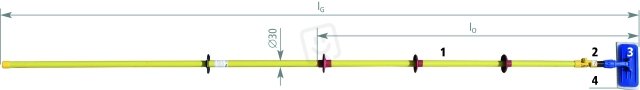 Sada izolačních tyčí do 7,5kV DC 25kV AC s čisticí hlavou délka 3160 mm
