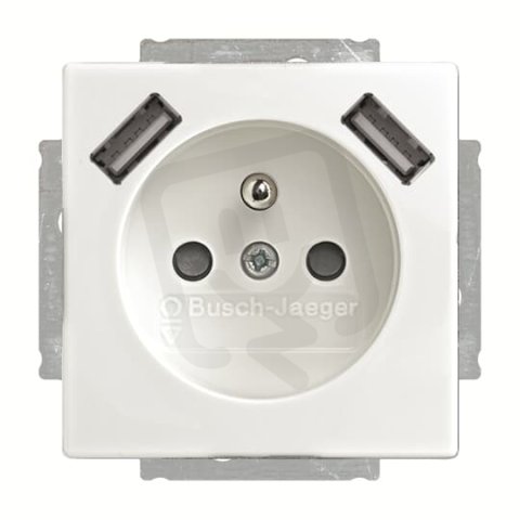 ABB Future linear Zásuvka s kolíkem 2x USB mechová bílá 20 MUCB2USB-884-500