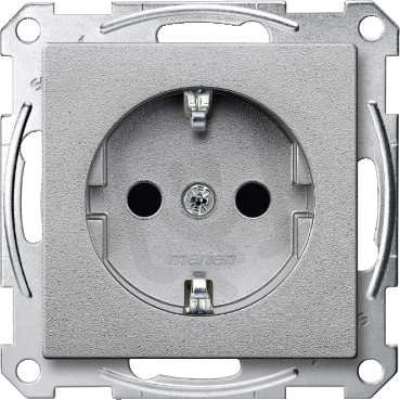 Merten Zásuvka 250V/16A SCHUKO šroubová System M Aluminium MTN2400-0460