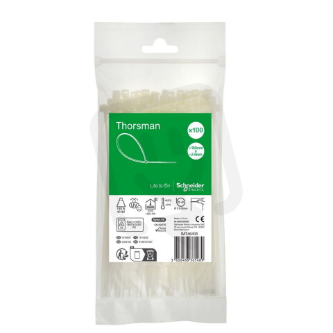 Stahovací páska, Thorsman, 150x3.6, čirá, balení 100 ks SCHNEIDER IMT46405