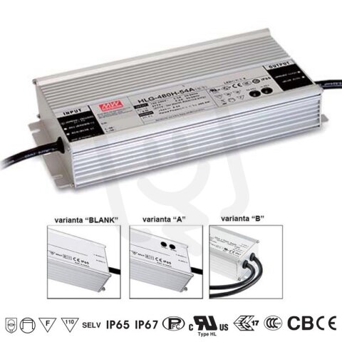 Stmívatelný zdroj pro LED 480W 48V MEAN WELL HLG-480H-48B