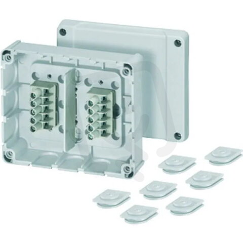Kabelova rozvodka 1,5-2,5 mm2 3f, 4 mm2 1f., 2x 5pol. Svorky HENSEL DP 9222