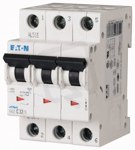 Eaton 278905 Jistič FAZ,char K,3pólový,In=3A,Icu=15kA(ČSN EN 60947-2)FAZ-K3/3
