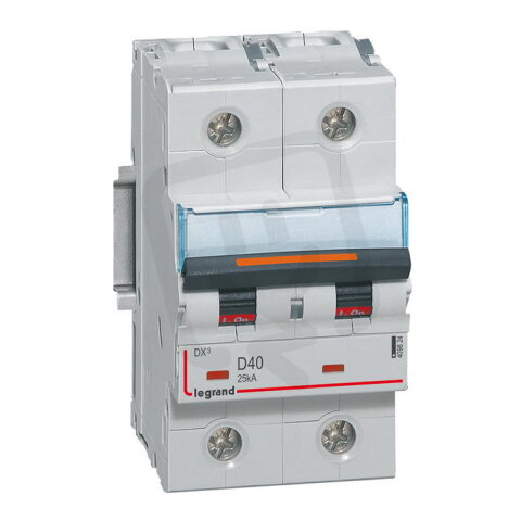 DX3 JISTIČ, 2 PÓLOVÝ, CHAR. D,40A 25KA LEGRAND 409824